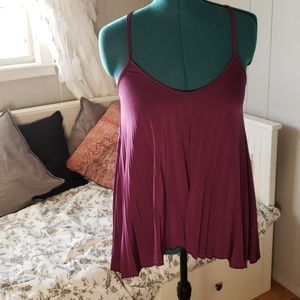 Purple Pleated Flowy Tank Top L